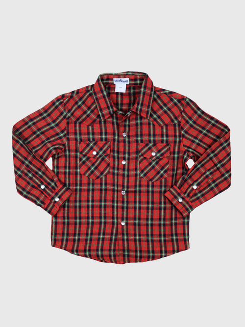 Blue Quail Boys' Pearl Snap Long Sleeve Flannel Shirt