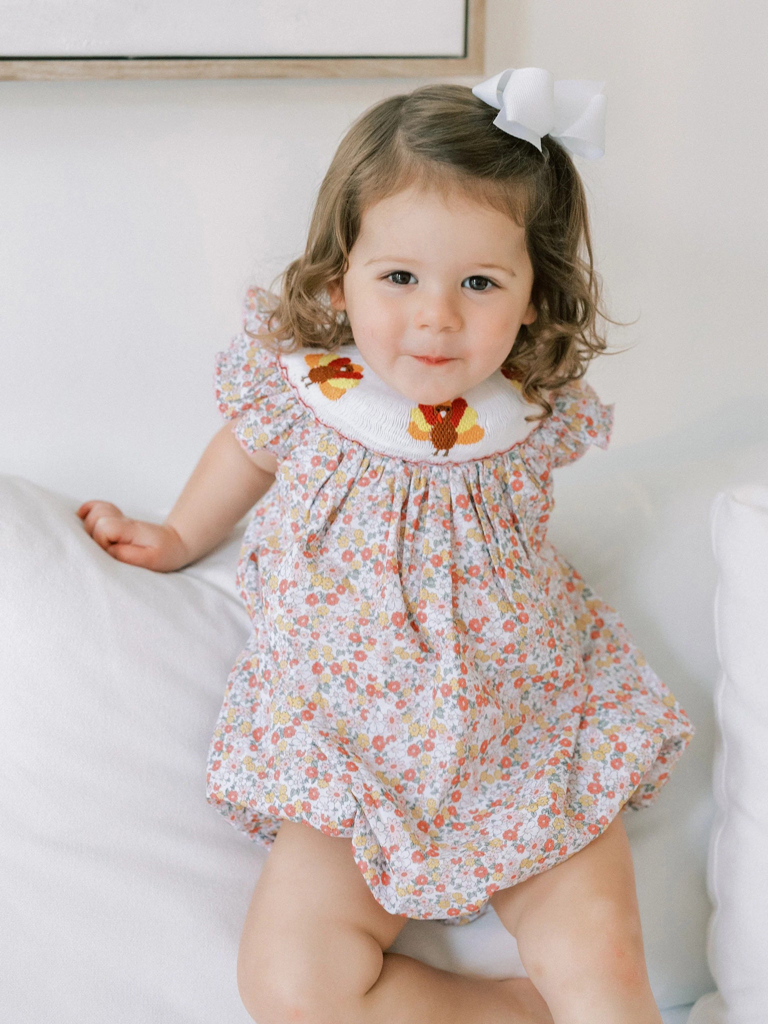 Poppy Kids Co Baby Girls' Floral Turkey Bubble - Saint Bernard