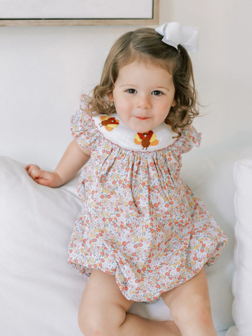 Poppy Kids Co Baby Girls' Floral Turkey Bubble