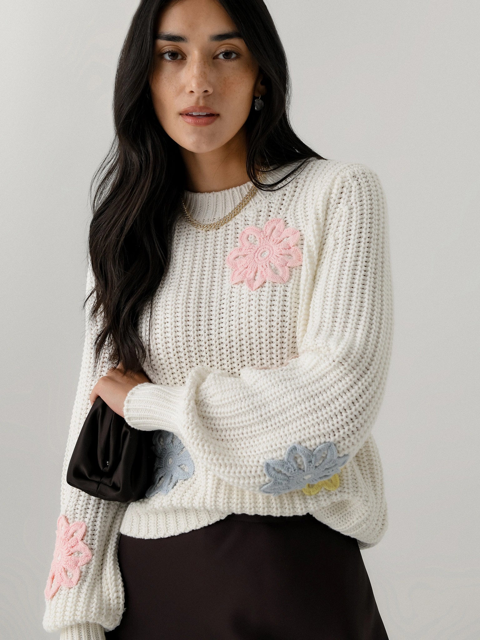 LENÚ Women's Flower Sweater - Saint Bernard