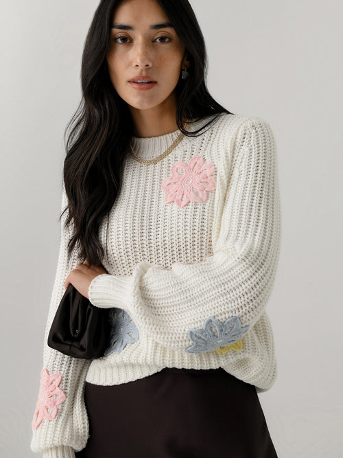 LENÚ Women's Flower Sweater