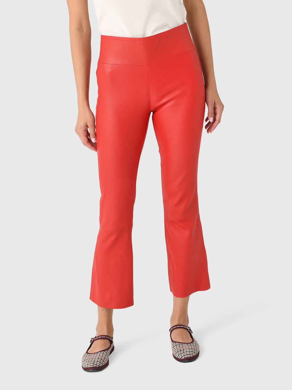 SPRWMN Women's Leather Crop Flare Legging - Saint Bernard