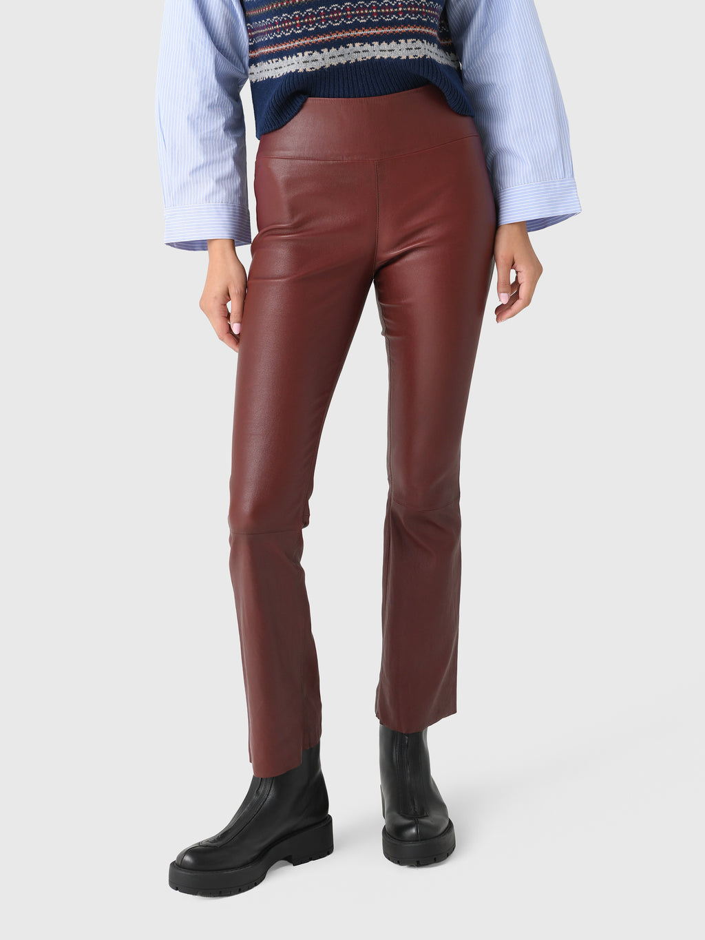 SPRWMN Women's Leather Ankle Flare Legging - Saint Bernard