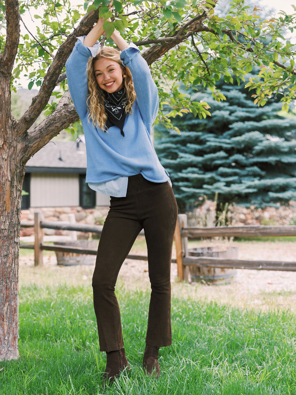 SPRWMN Women's Suede Ankle Flare Legging - Saint Bernard