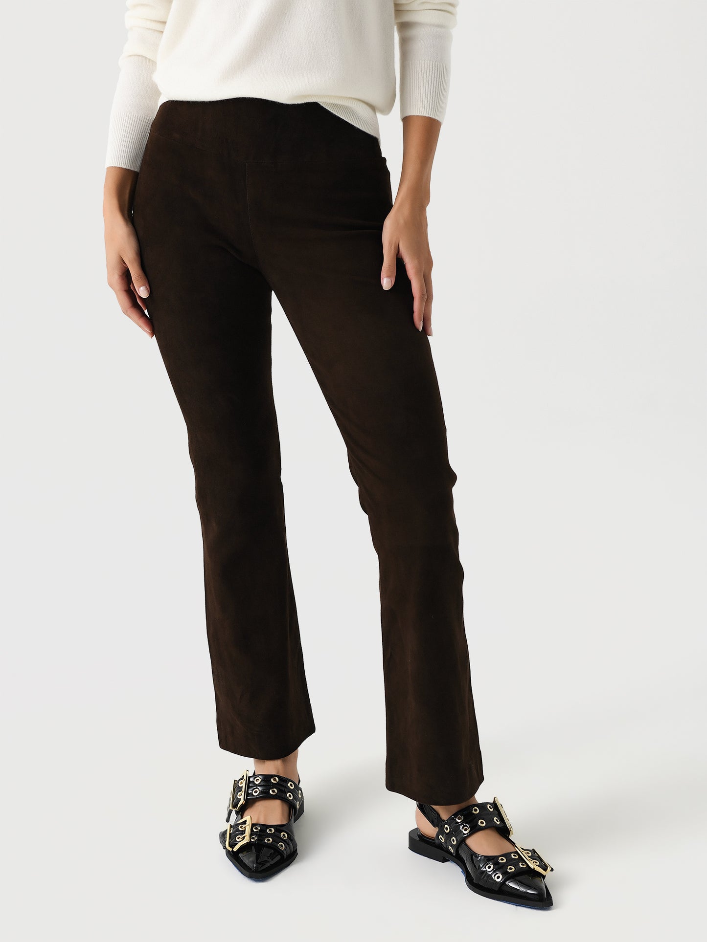 SPRWMN Women's Suede Ankle Flare Legging - Saint Bernard