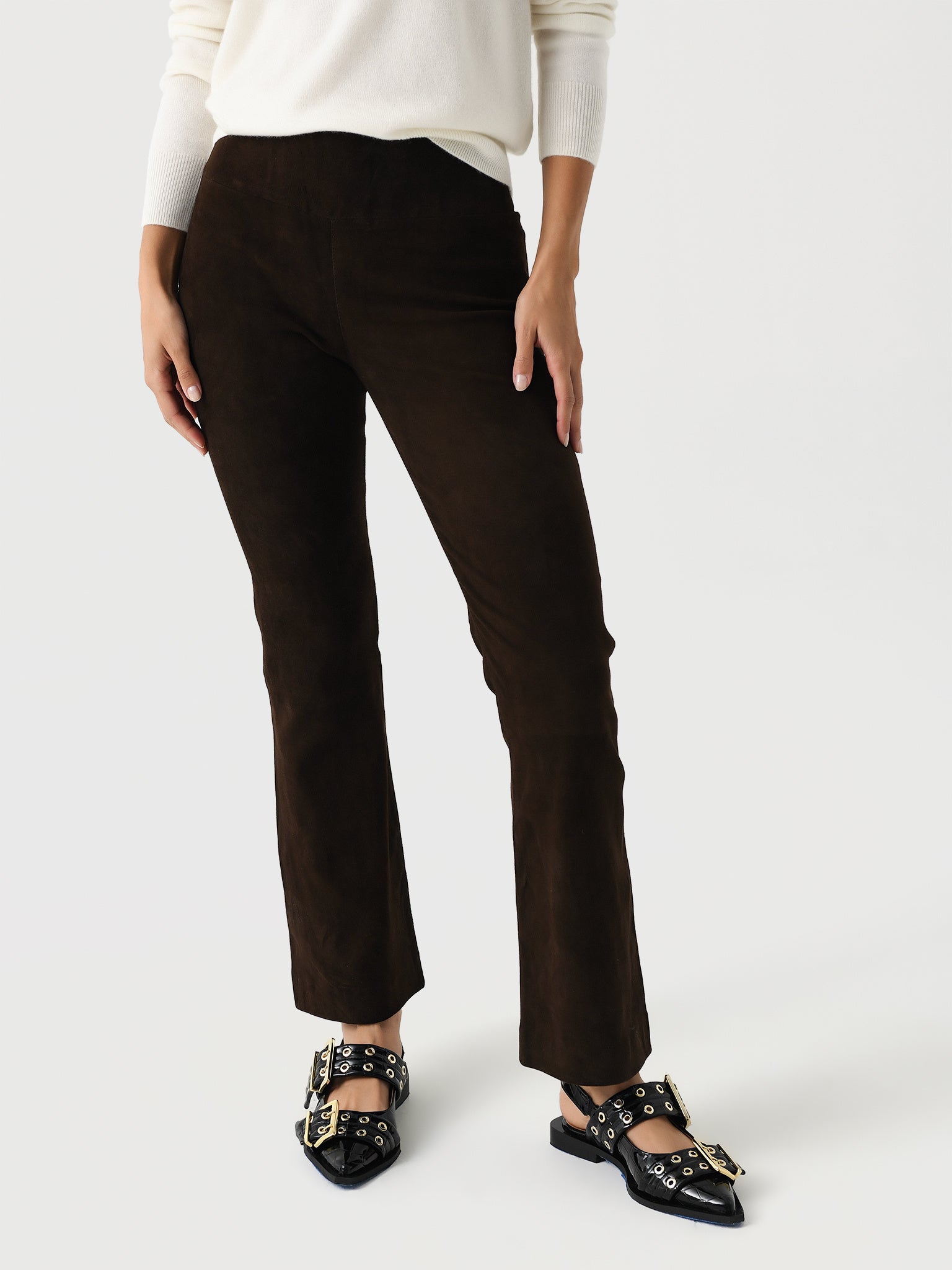 SPRWMN Women's Suede Ankle Flare Legging - Saint Bernard