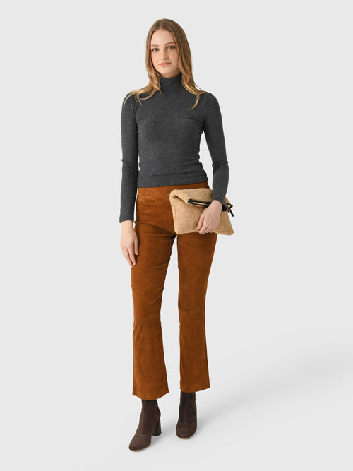 SPRWMN Women's Suede Ankle Flare Legging