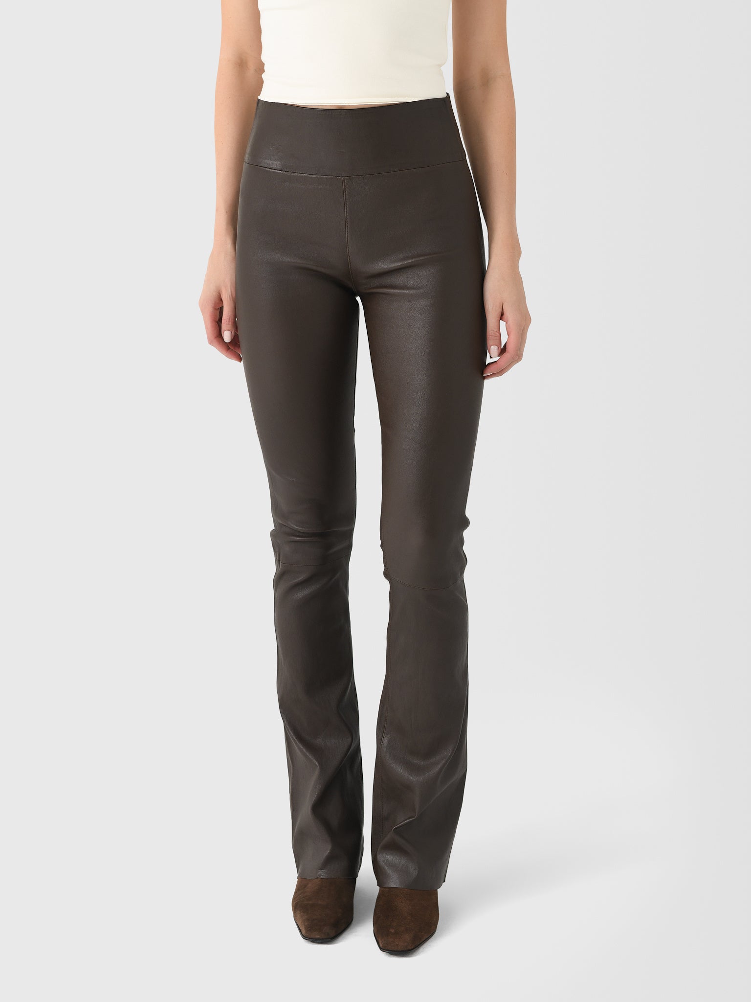 SPRWMN Women's Leather Micro Flare Pant - Saint Bernard