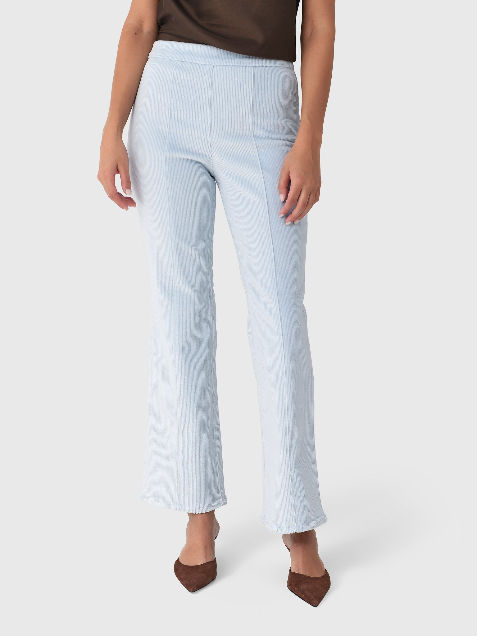 SPRWMN Women's Corduroy Ankle Flare Seam Pant - Saint Bernard