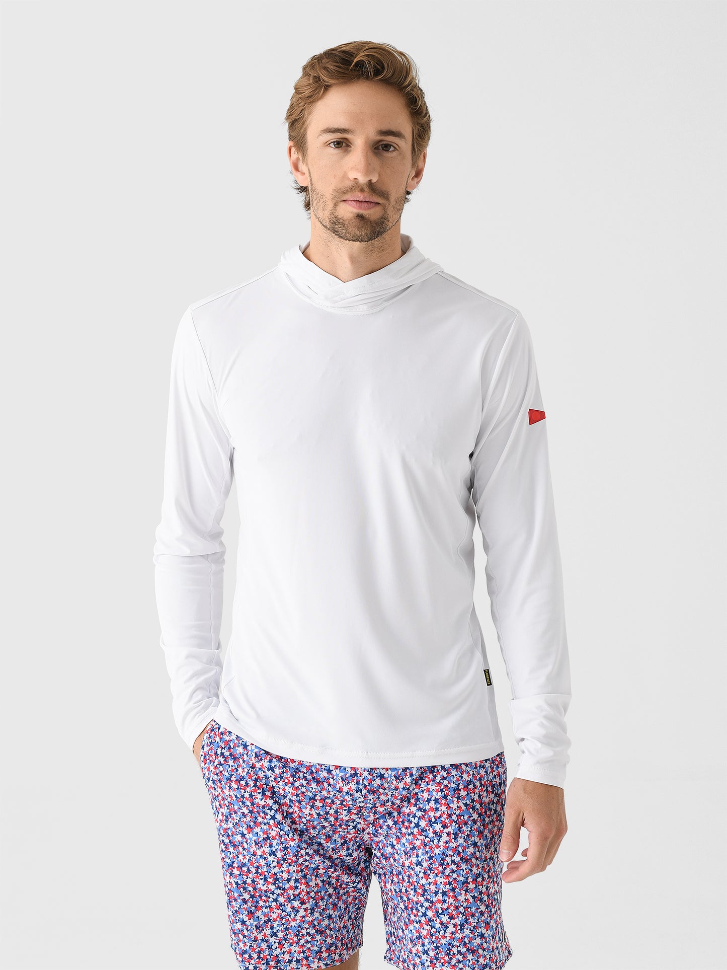 Florence Marine X Men's Sun Pro Long Sleeve Crossover Hooded UPF Shirt - Saint Bernard