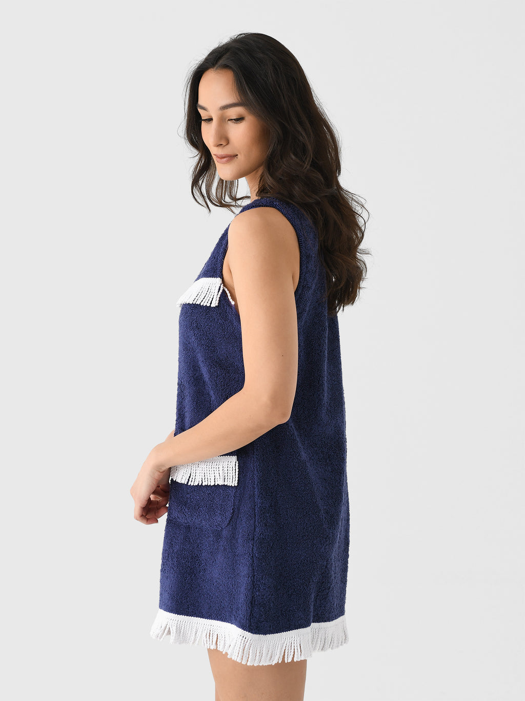 FRINGES MINI TOWELxNAVY-alt2