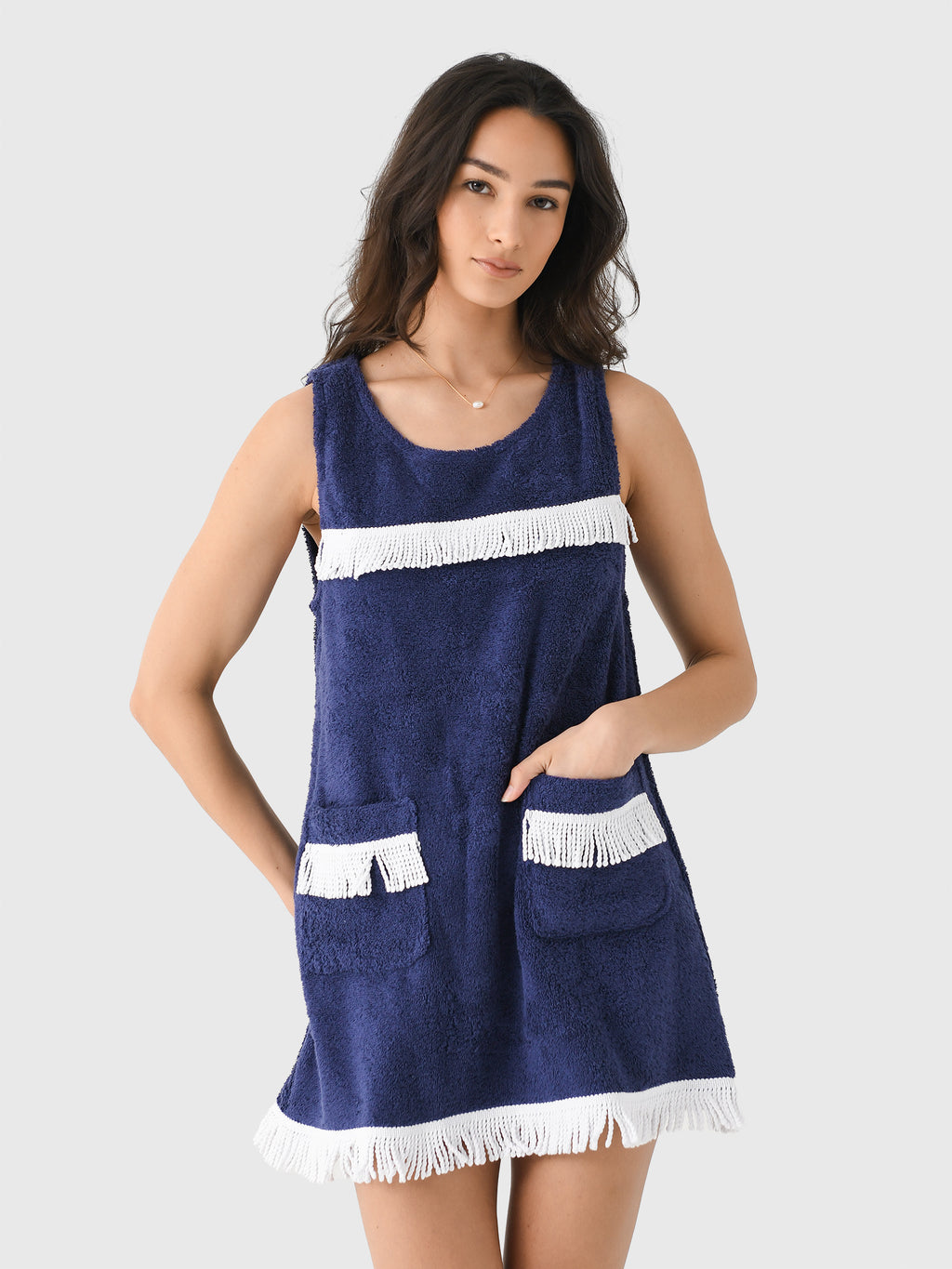 La Veste Women's Fringes Mini Towel Dress - Saint Bernard