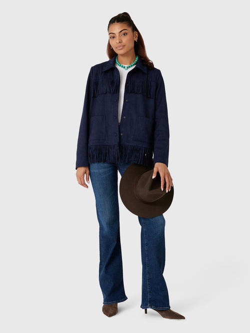 Love Note Women's Fringe Suede Jacket