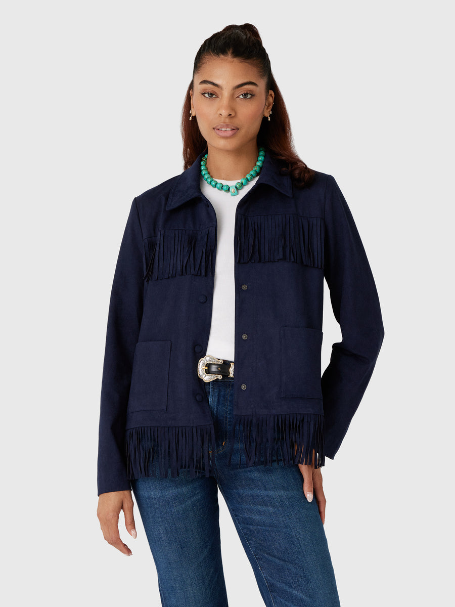 Love Note Women's Fringe Suede Jacket