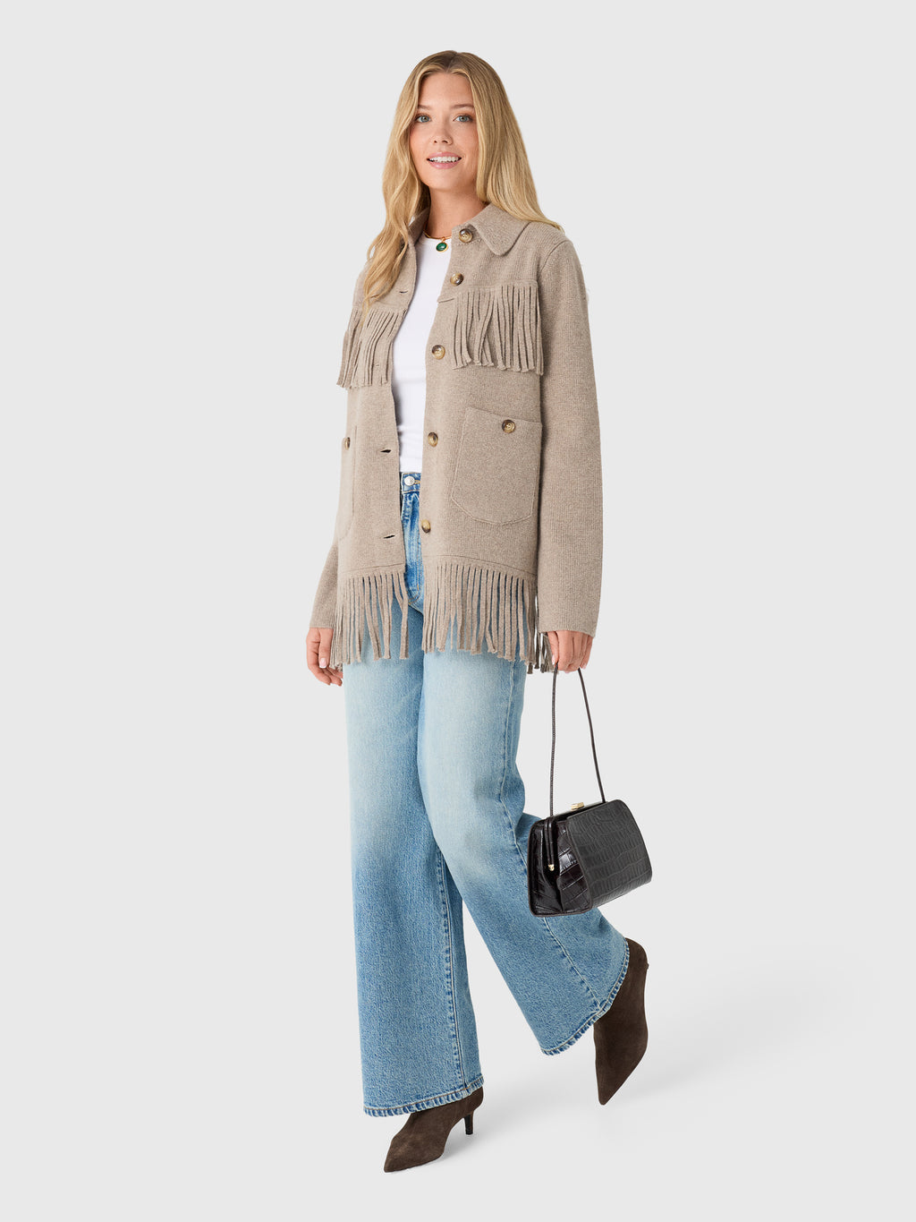 Love Note Women's Fringe Sweater Jacket - Saint Bernard