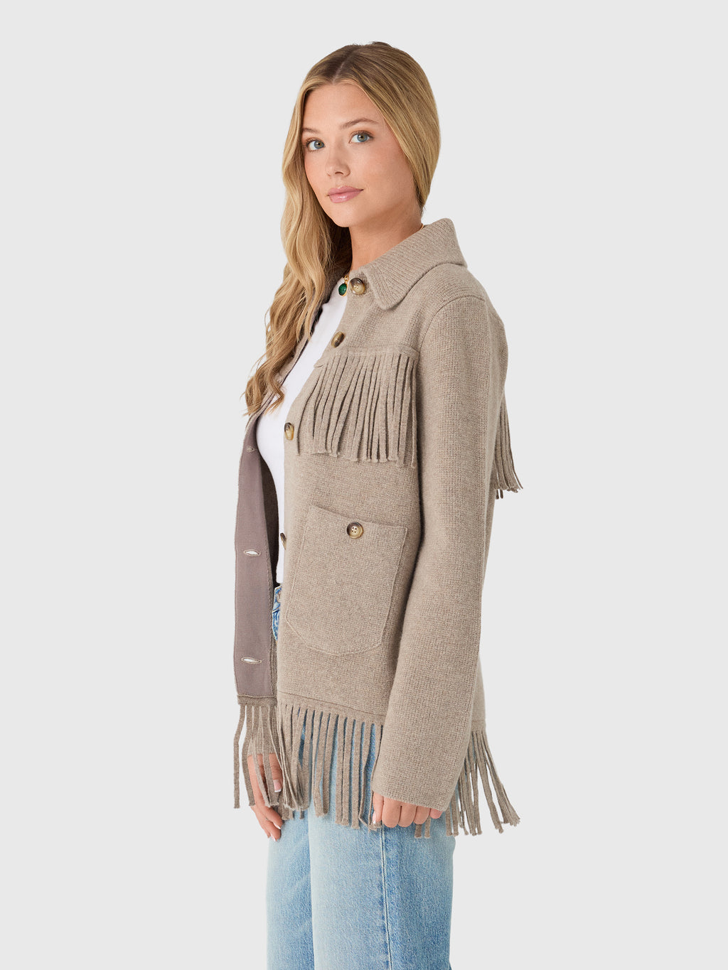 Love Note Women's Fringe Sweater Jacket - Saint Bernard