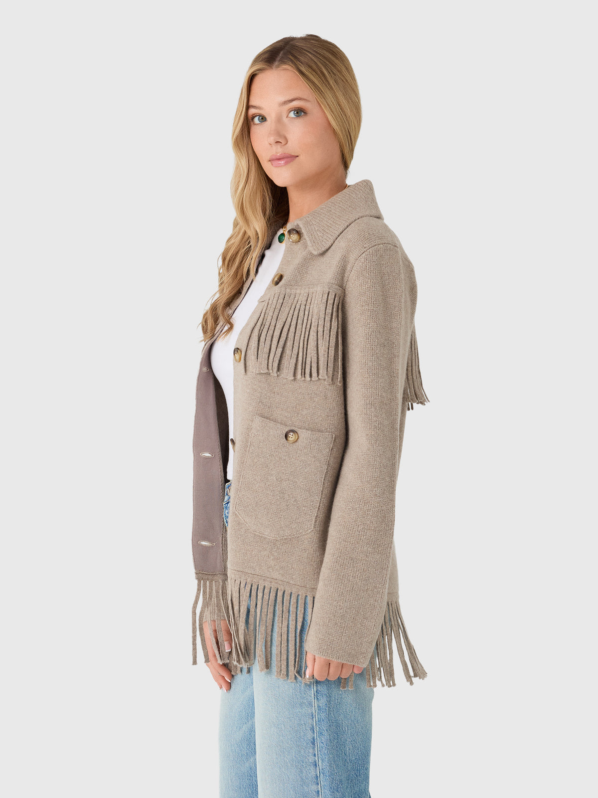 Love Note Women's Fringe Sweater Jacket - Saint Bernard