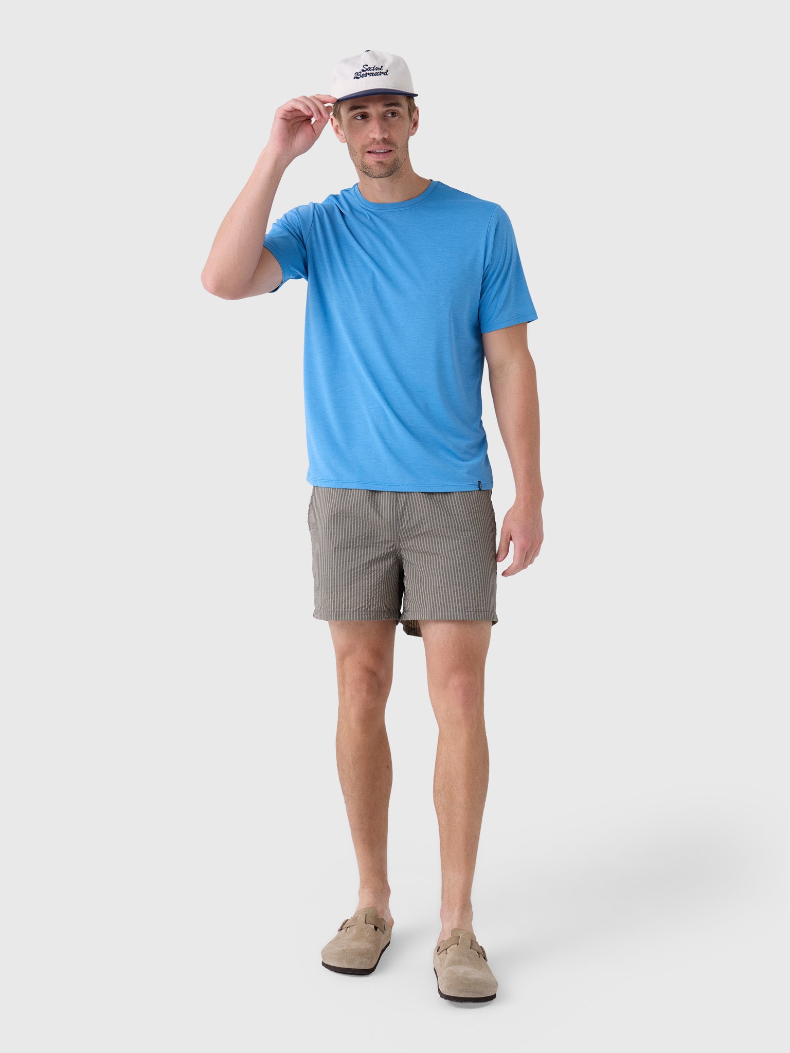 Bather Men's Fossil Seersucker Modern Swim Trunk - Saint Bernard