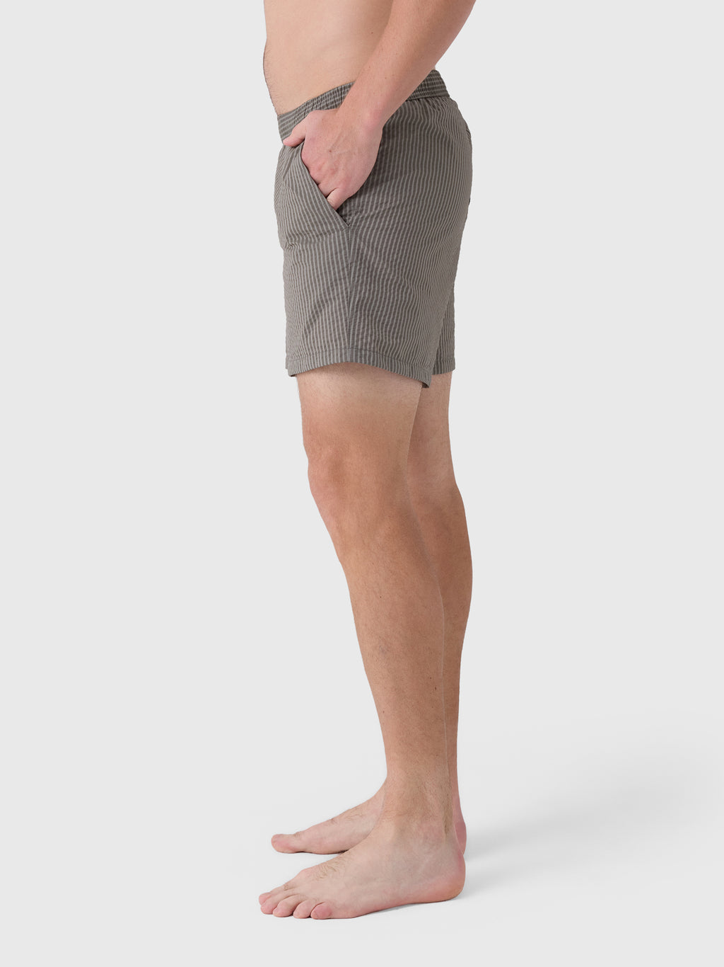 Bather Men's Fossil Seersucker Modern Swim Trunk - Saint Bernard