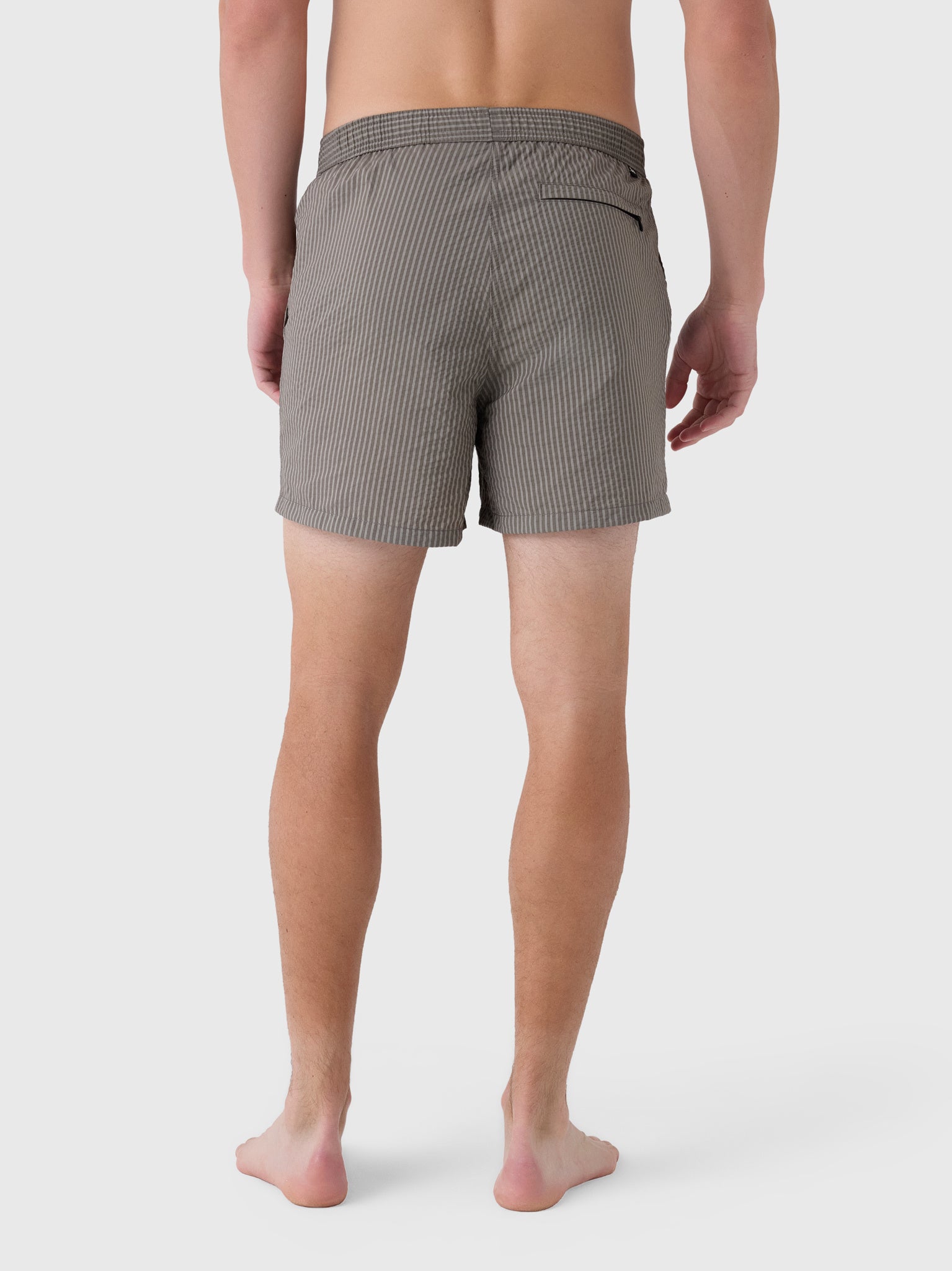 Bather Men's Fossil Seersucker Modern Swim Trunk - Saint Bernard