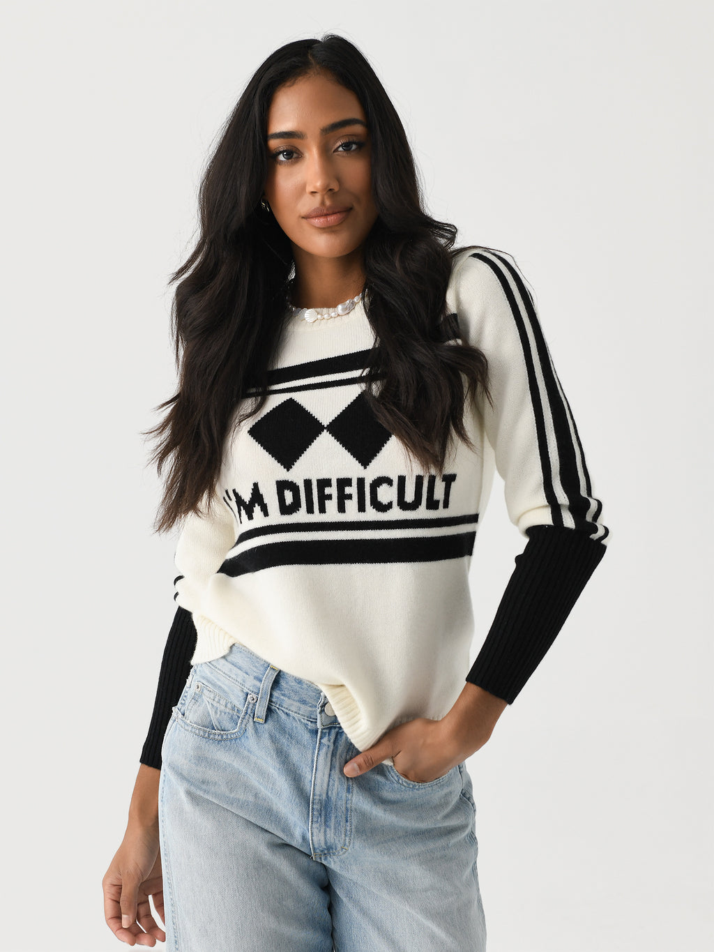 Never A Wallflower Women's I'm Difficult Ski Sweater - Saint Bernard