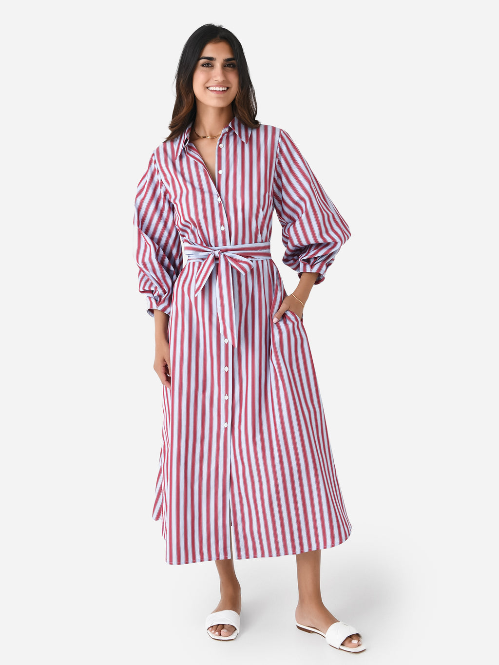 Evi Grintela Women's Striped Poplin Dress - Saint Bernard