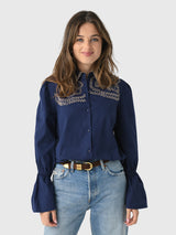 Never A Wallflower Women's French Knot Button Down - Saint Bernard