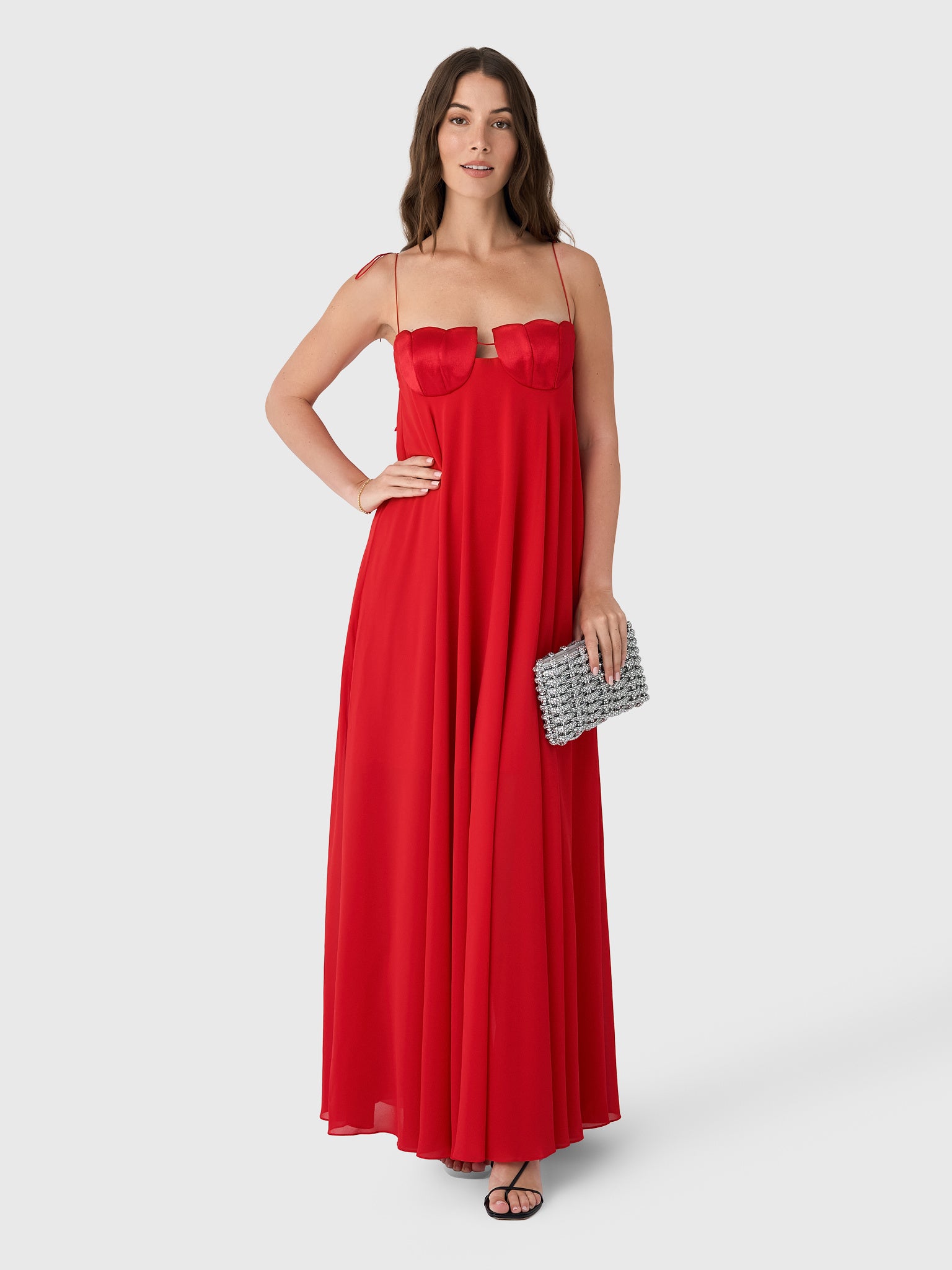 Anna October Women's Solomia Maxi Dress, Red, Polyester | Size: XS