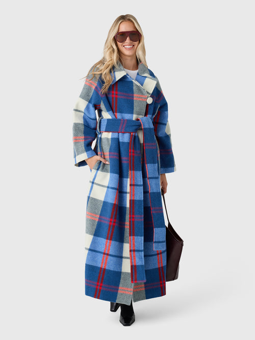 Les Vacances d'Irina Women's Long Check Coat - Saint Bernard
