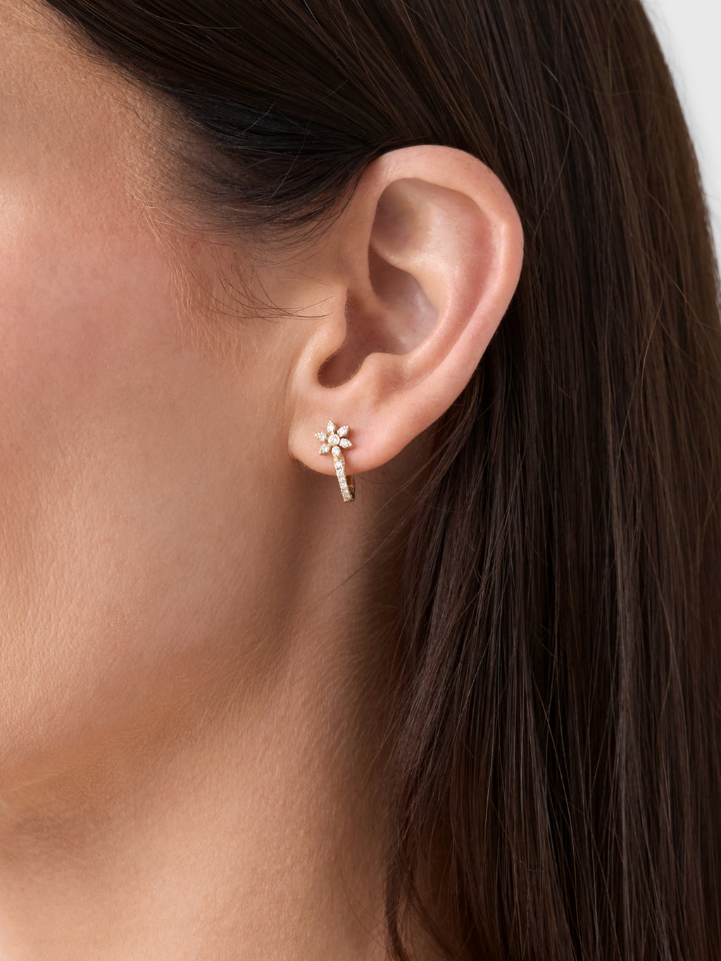 Francie B. Floral Diamond Hoop Earrings - Saint Bernard