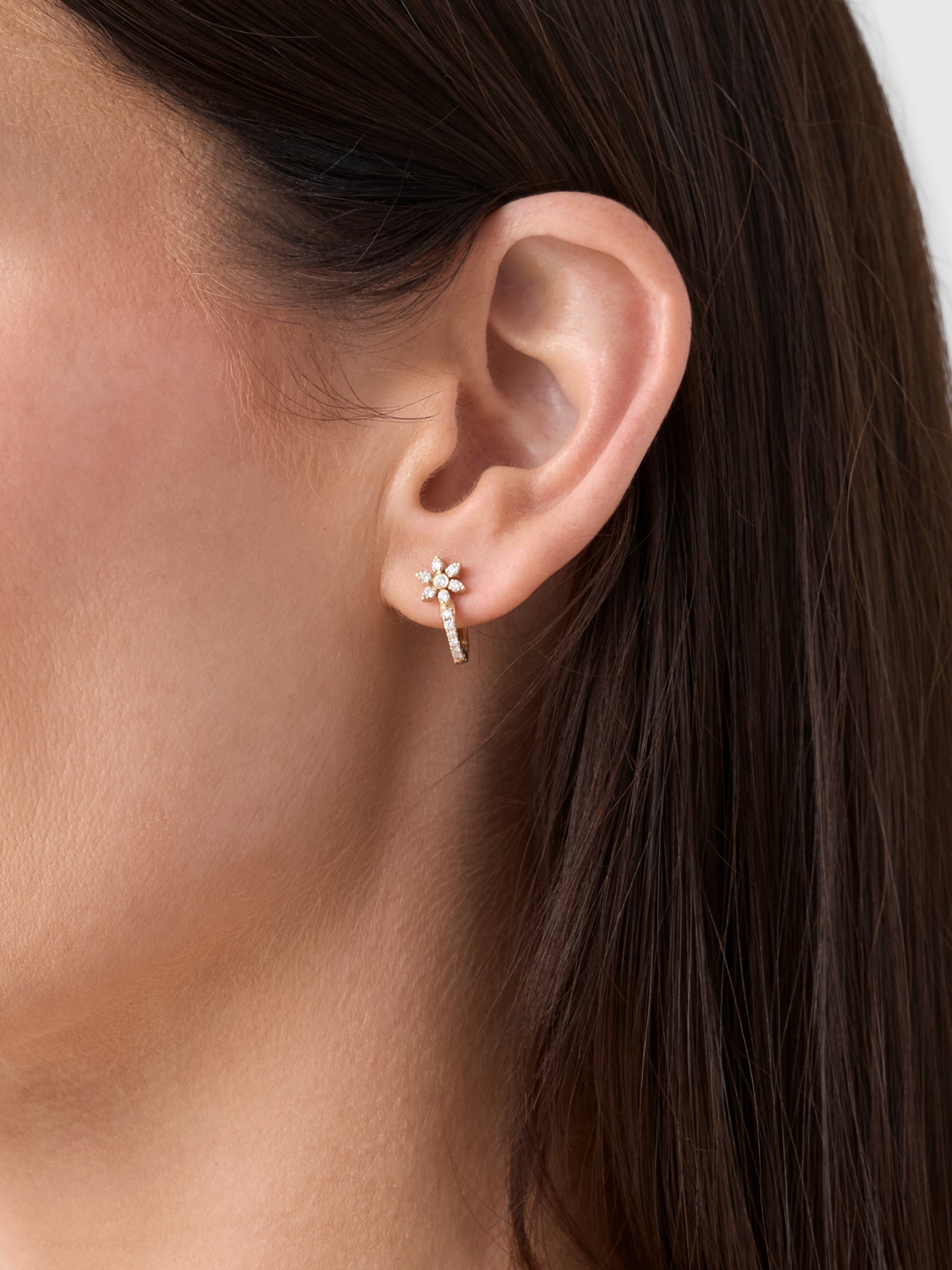 Francie B. Floral Diamond Hoop Earrings - Saint Bernard