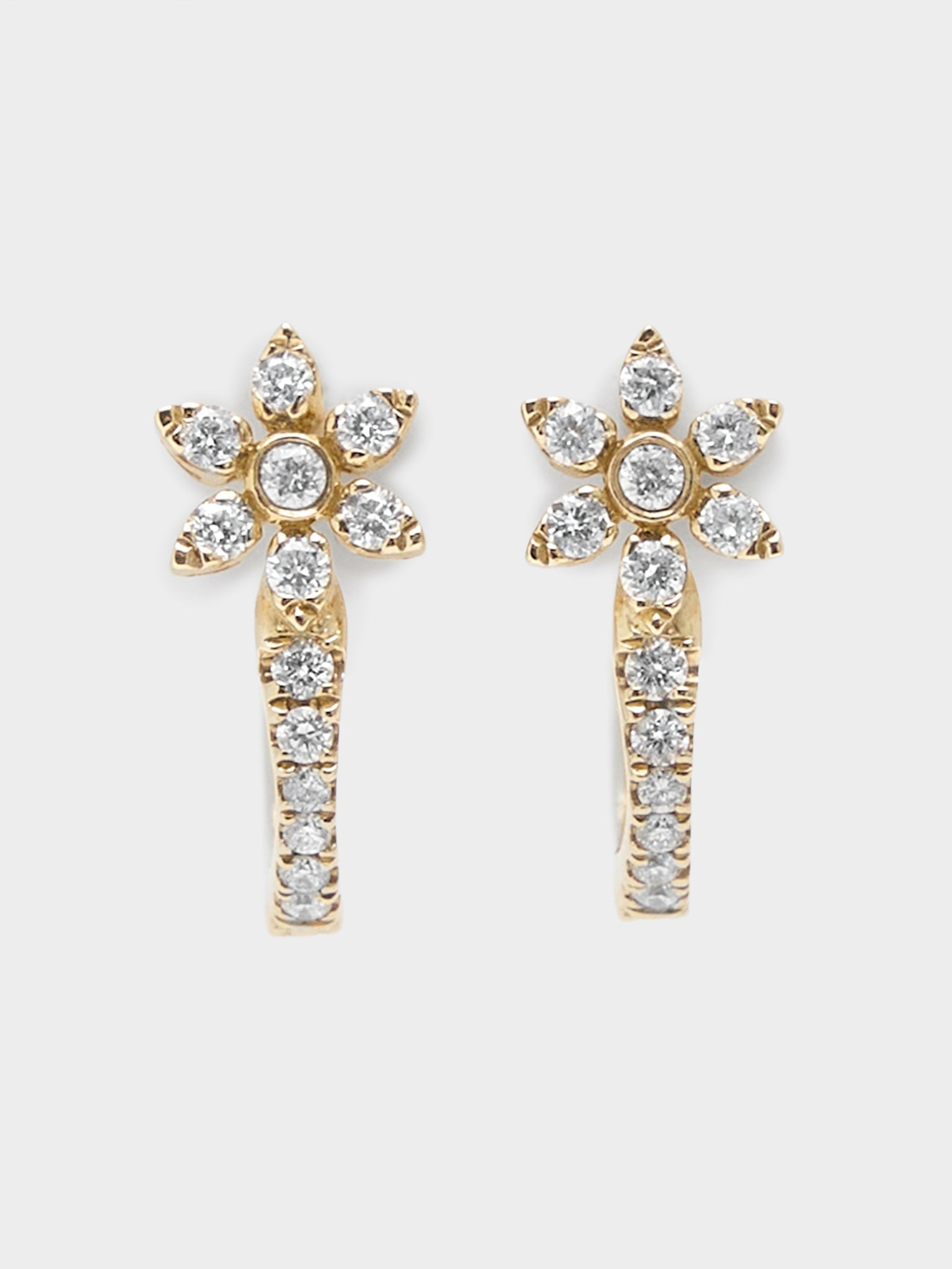 Francie B. Floral Diamond Hoop Earrings - Saint Bernard
