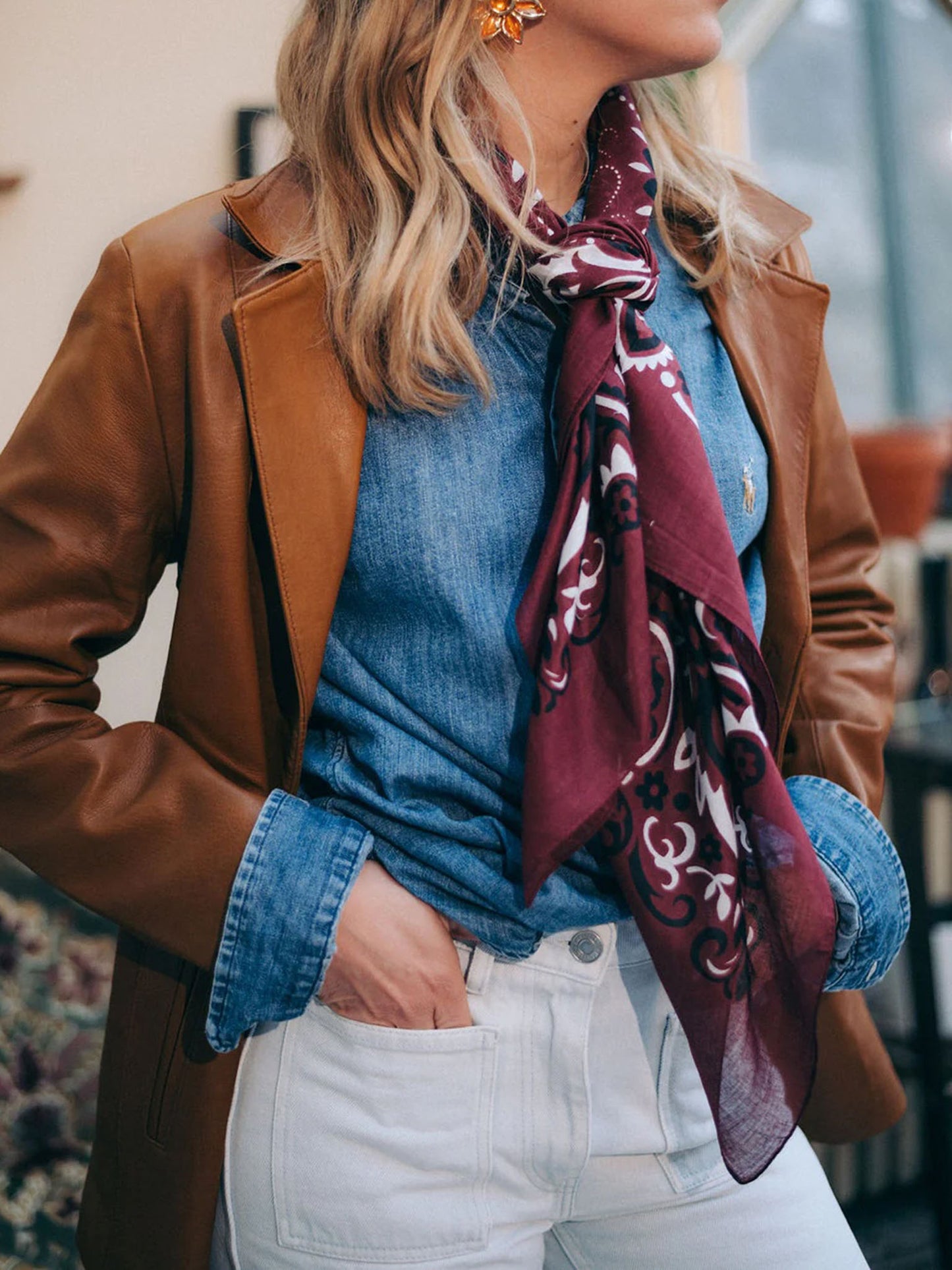 Foulard bandana cotonxBORDEAUX-alt1