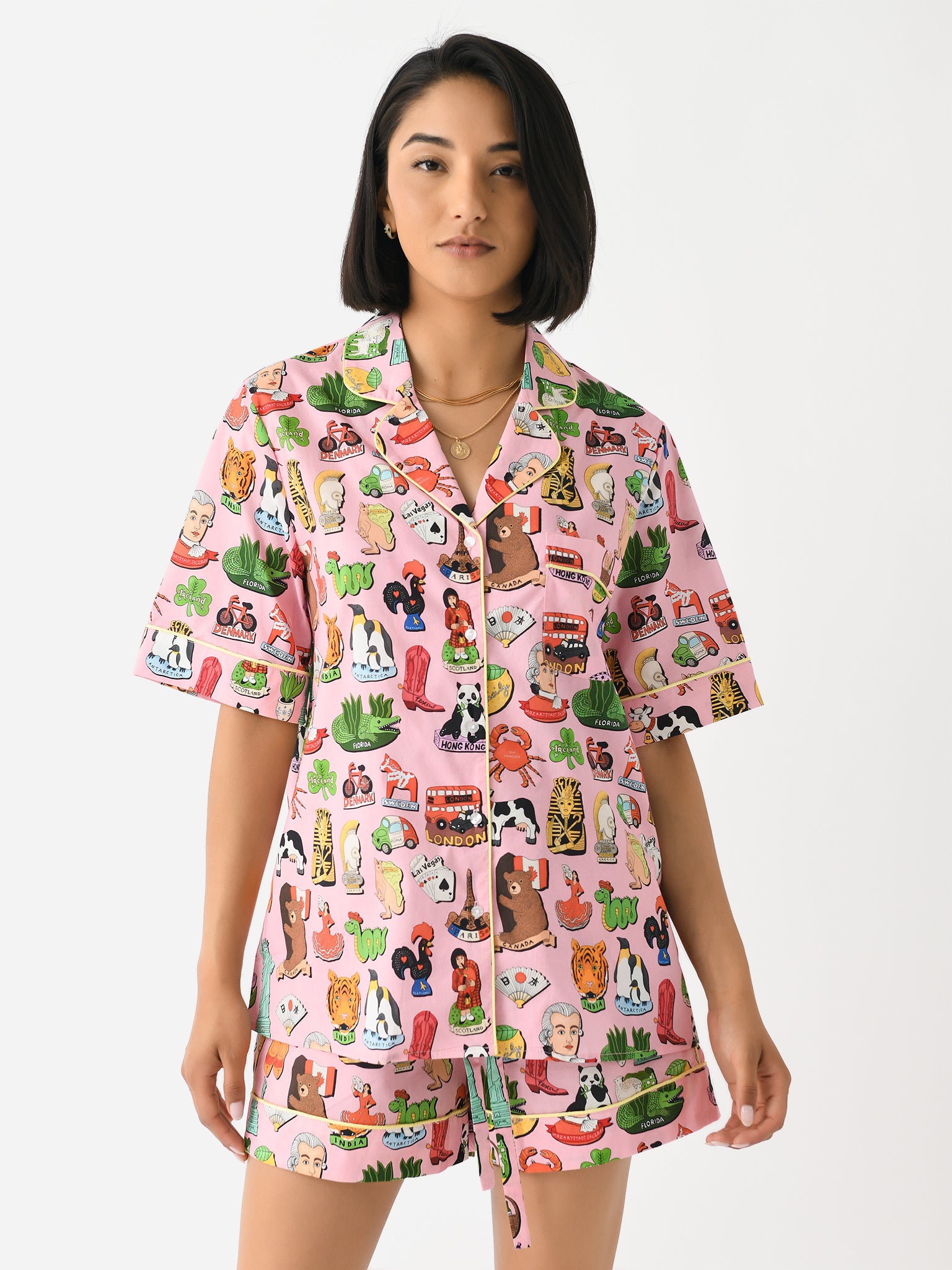 Karen Mabon Women's Fridge Magnets Shorts Pajama Set - Saint Bernard