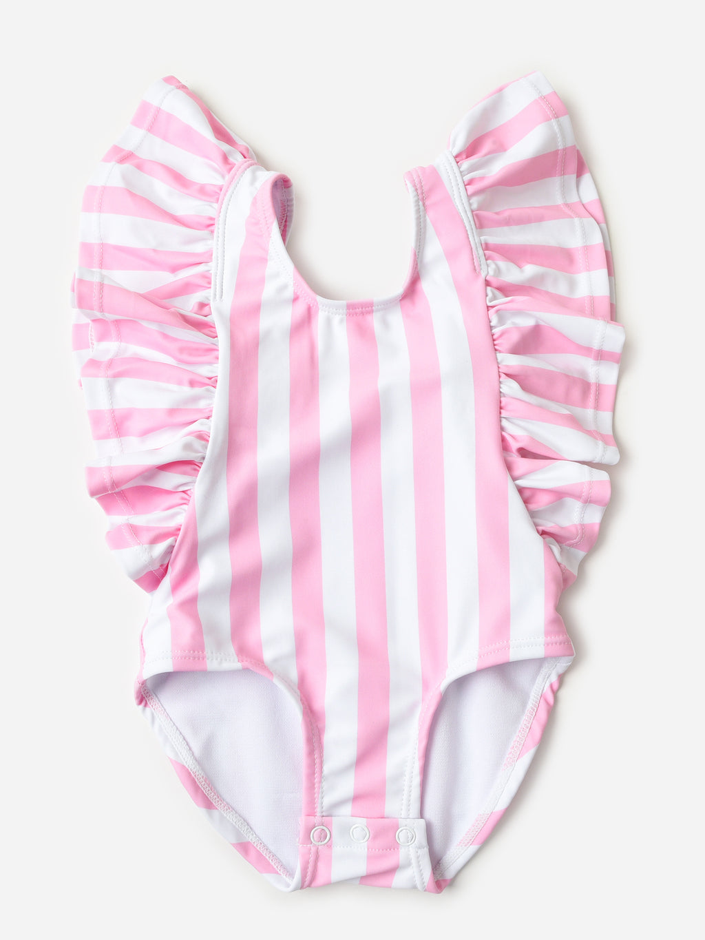 Snapper Rock Baby Girls' Pink Stripe Wide Frill One-Piece Swimsuit - Saint Bernard