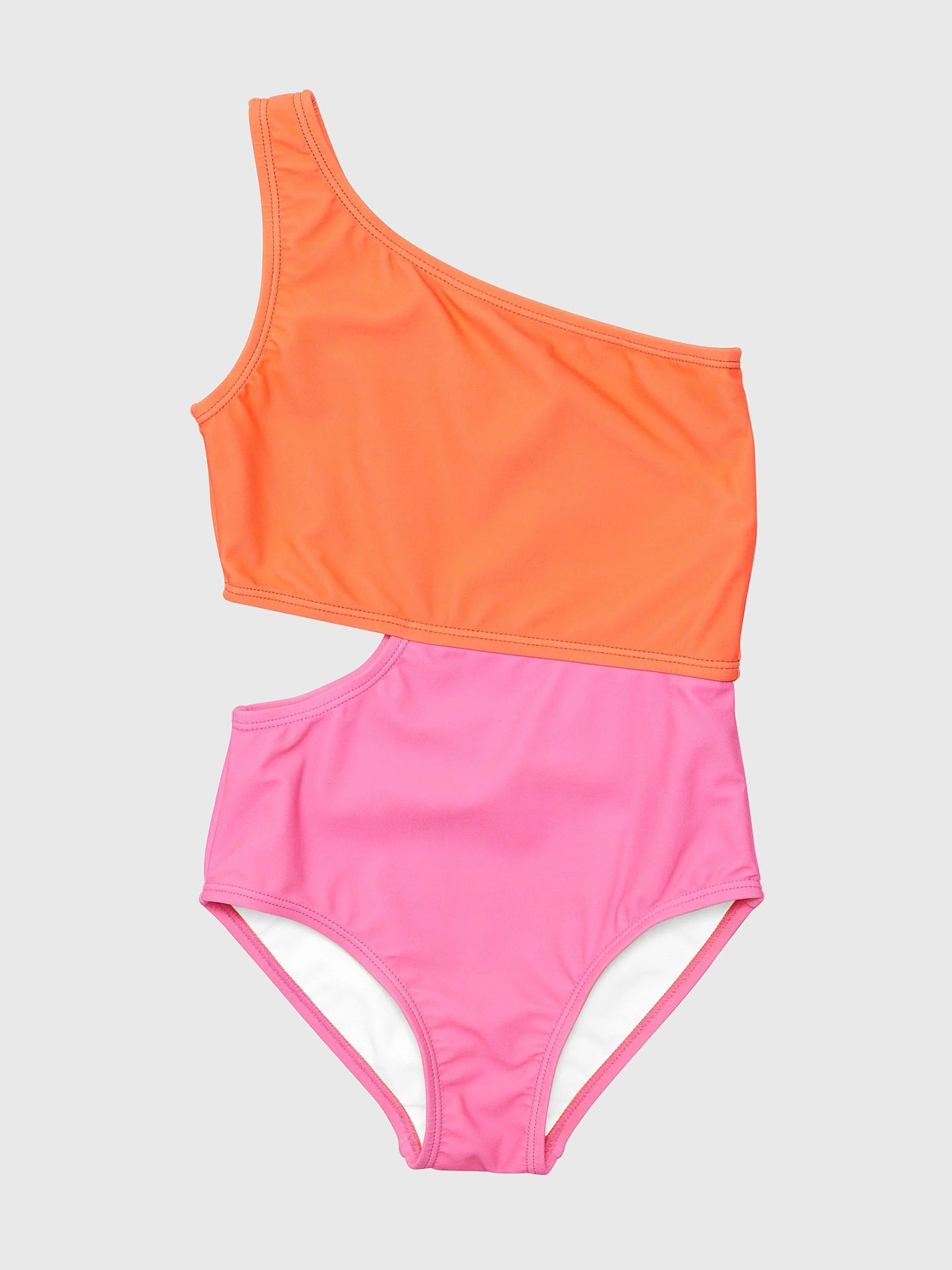 Snapper Rock Girls' Colorblock One Shoulder One-Piece Swimsuit - Saint Bernard