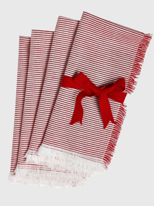 TAG Pinstripe Fringe Napkin Set