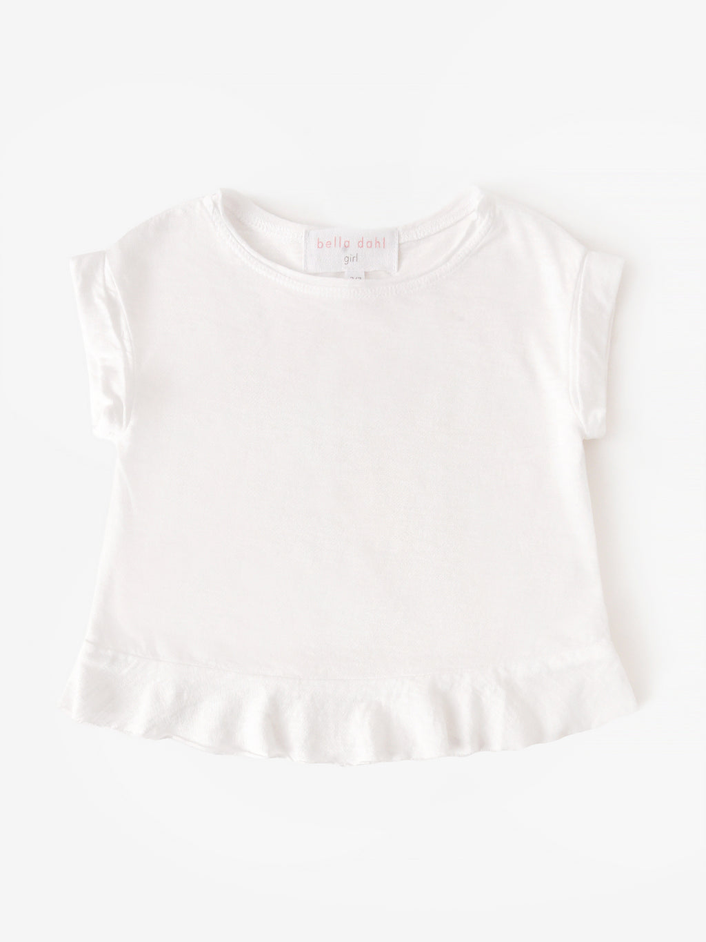 Bella Dahl Girls' Rolled Sleeve Ruffle Tee - Saint Bernard