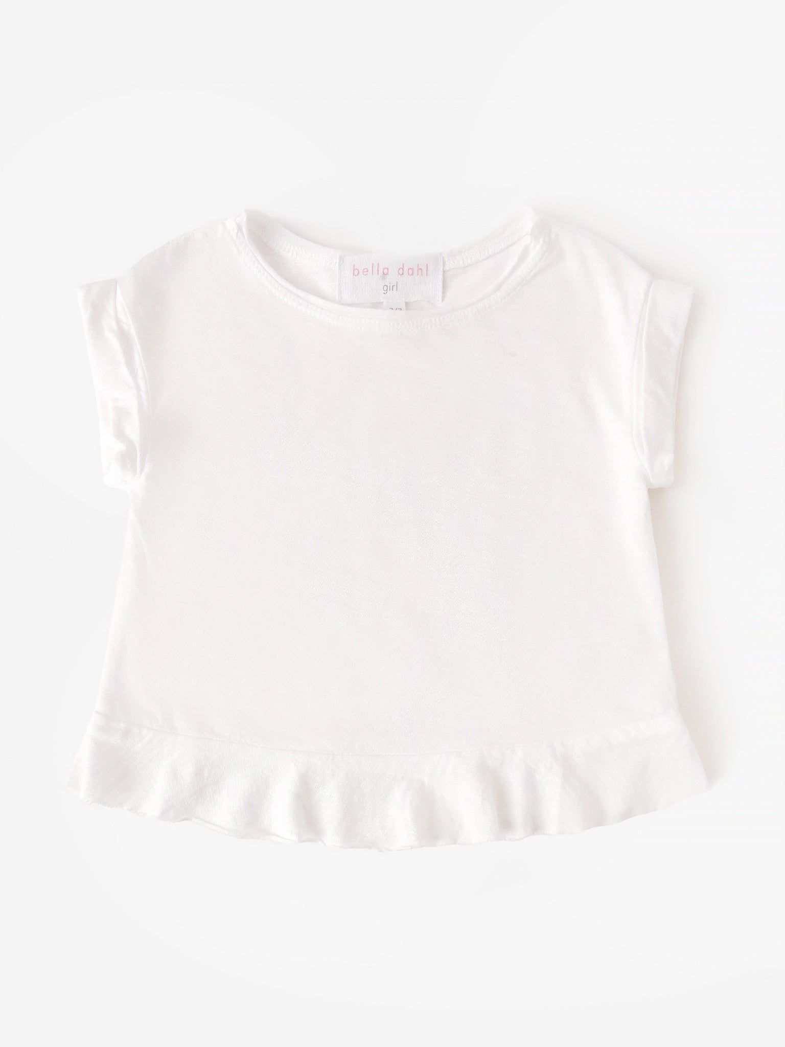 Bella Dahl Girls' Rolled Sleeve Ruffle Tee - Saint Bernard