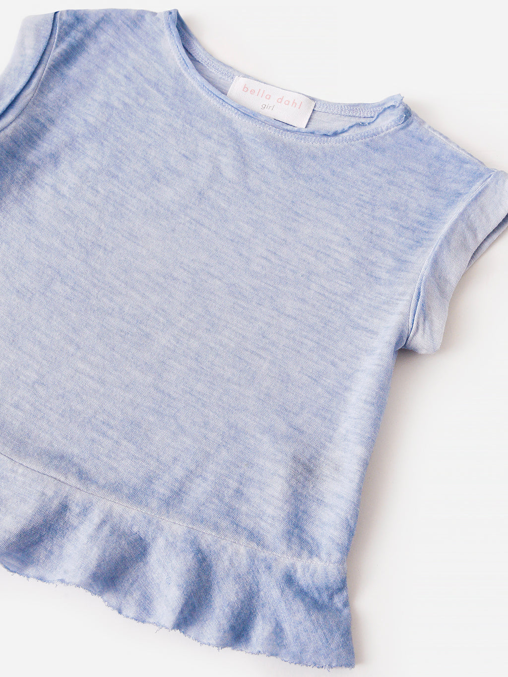 Bella Dahl Girls' Rolled Sleeve Ruffle Tee - Saint Bernard