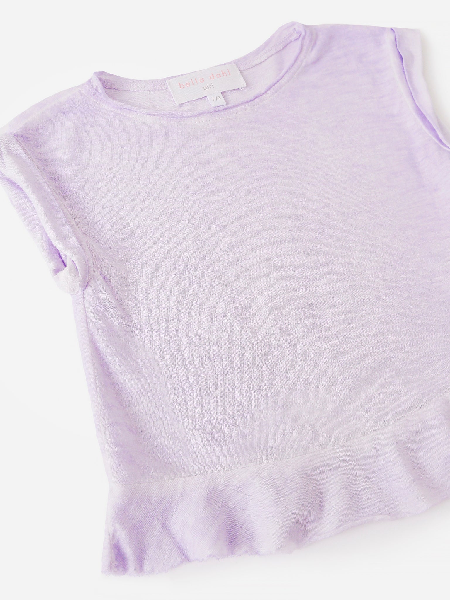 Bella Dahl Girls' Rolled Sleeve Ruffle Tee - Saint Bernard