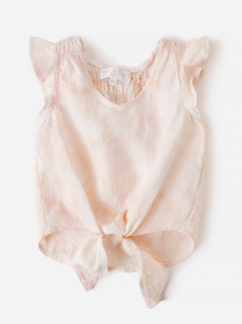 Bella Dahl Girls' Smocked Tie Front Shirt