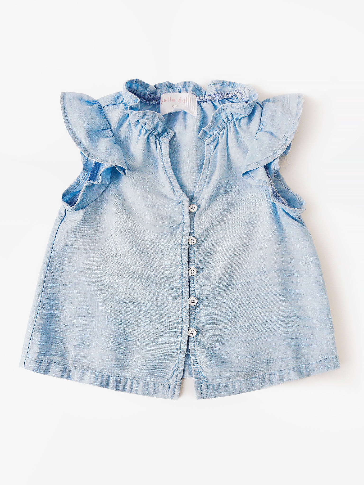 Bella Dahl Girls' Ruffle Button Front Top - Saint Bernard