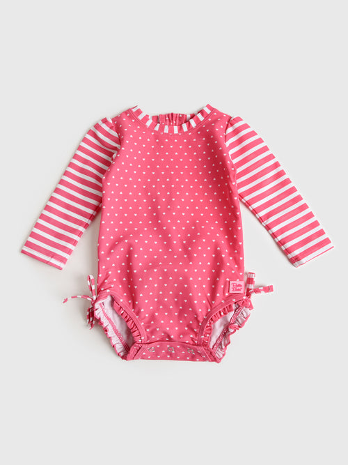 Rufflebutts Baby Girls' Long Sleeve Onesie Rash Guard