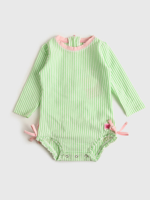 Rufflebutts Baby Girls' Long Sleeve Onesie Rash Guard