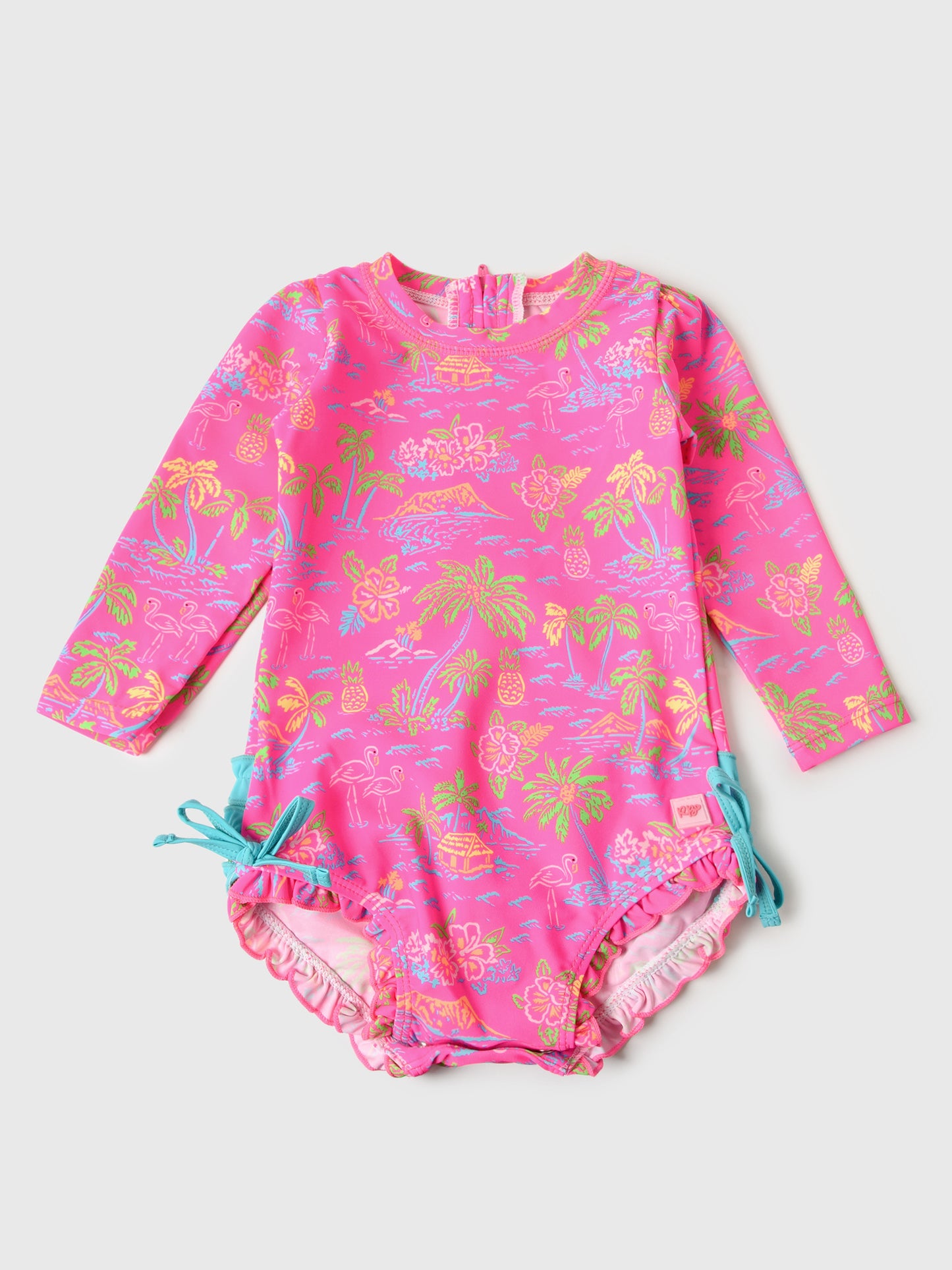 Rufflebutts Baby Girls' Long Sleeve Onesie Rash Guard - Saint Bernard