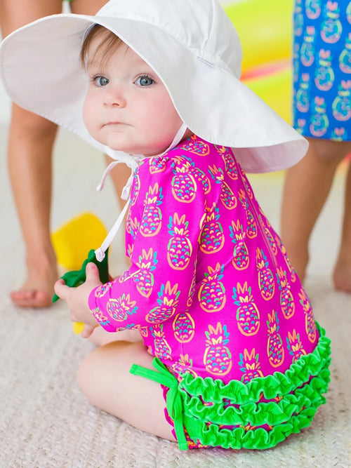 Rufflebutts Baby Girls' Long Sleeve Onesie Rash Guard