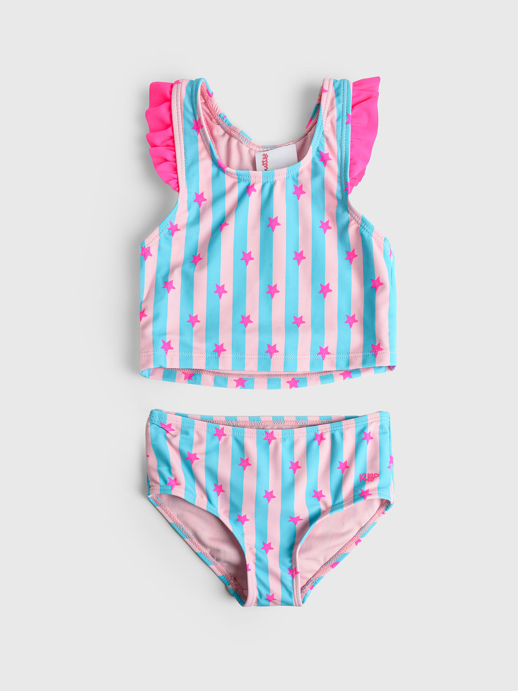 Rufflebutts Girls' Racerback Flutter Tankini Set - Saint Bernard