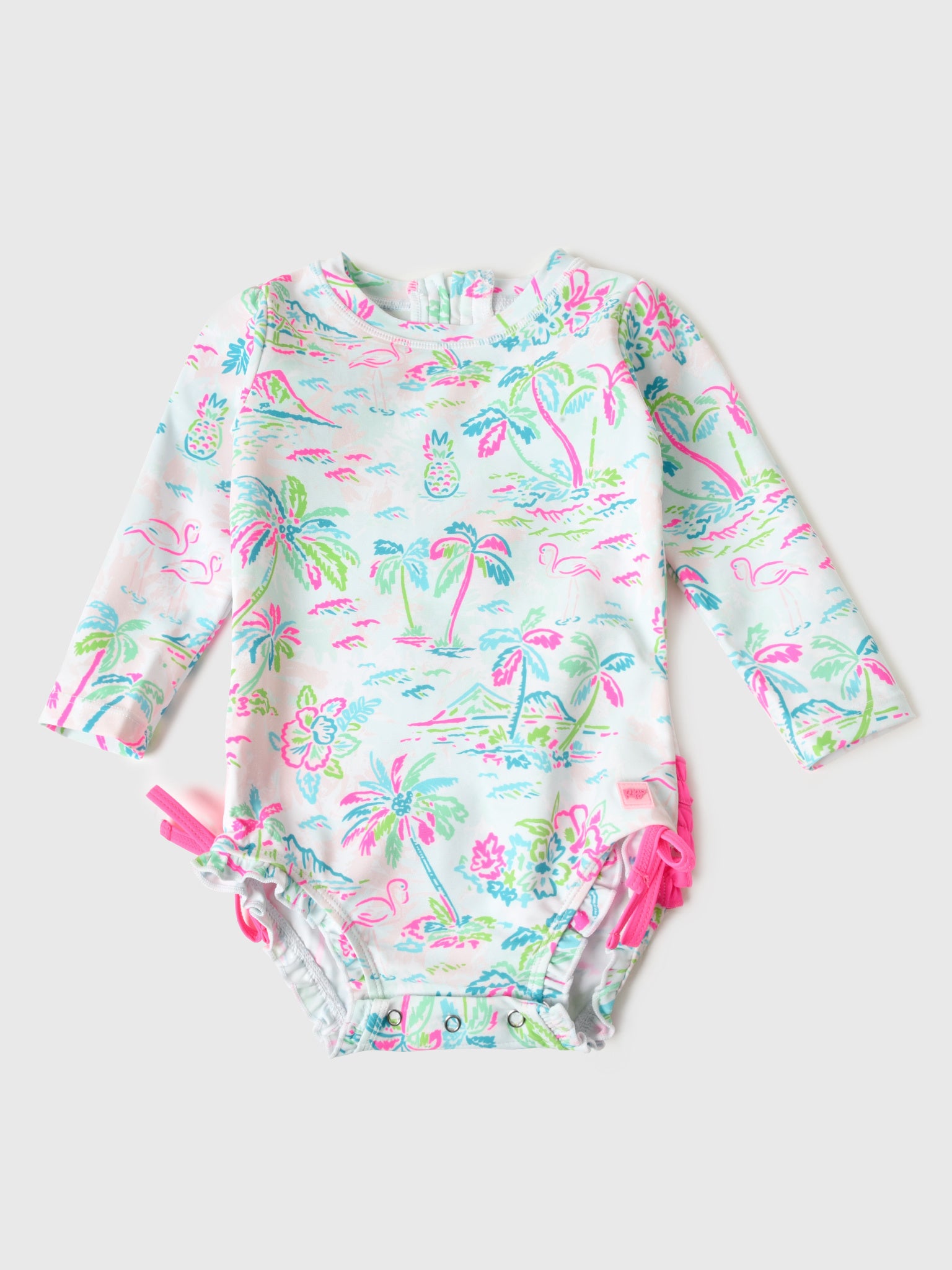 Rufflebutts Baby Girls' Long Sleeve Onesie Rash Guard - Saint Bernard