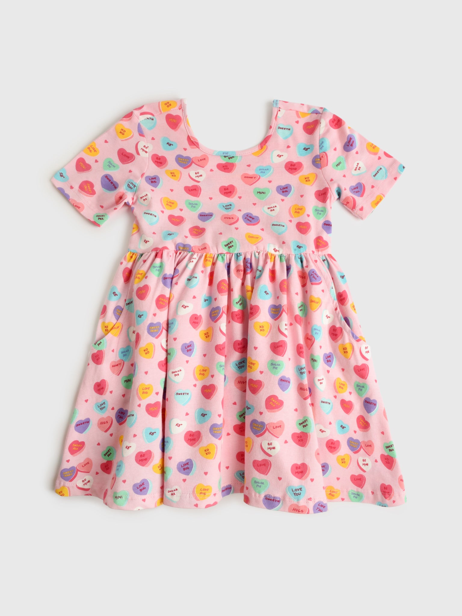 Rufflebutts Girls' Short Sleeve Knit Twirl Dress - Saint Bernard